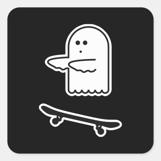 Ghost Skate Boo Quadratischer Aufkleber (Vorderseite)