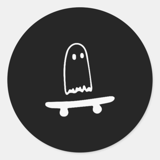 Ghost Skateboard Lazy Halloween Costume Funny Skat Runder Aufkleber (Vorderseite)