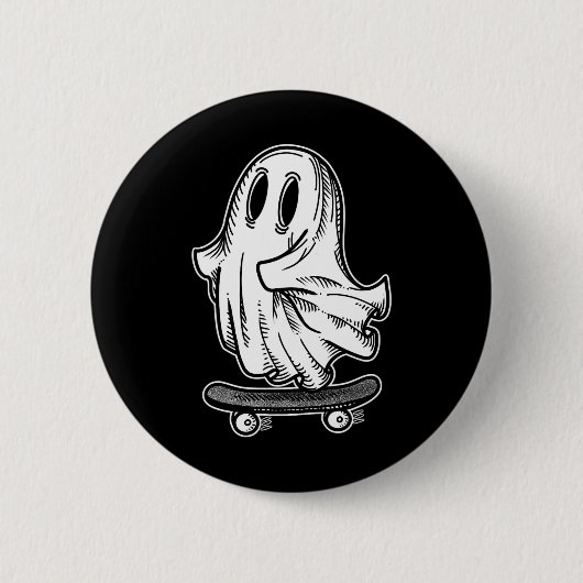 Ghost Skateboarder Blackwork Button (Vorderseite)