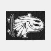 Ghost Skateboarder Blackwork Fleecedecke (Vorderseite (Horizontal))