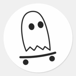 Ghost Skateboarding Lazy Halloween Kostüm Spaß Ska Runder Aufkleber