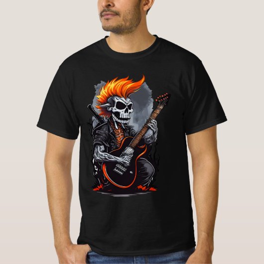 Ghost Skull Playing Gitarre T-Shirt (Vorderseite)