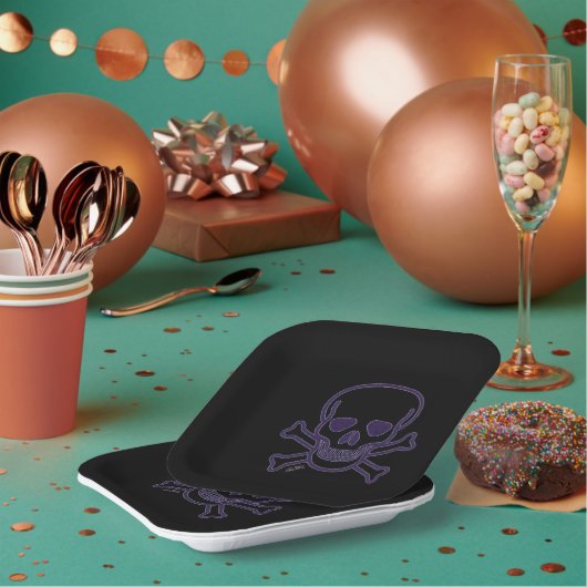 Ghost Skull-Quadrat-Teller Pappteller (Multi)