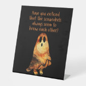 Ghost Spaß Halloween Funny ernsthafte Fragen Sockelschild (Vorderseite)