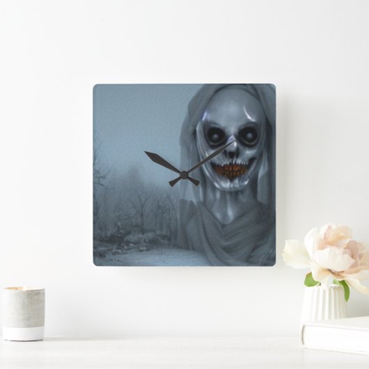 Ghost Spooky Creepy Ghost Quadratische Wanduhr (Zuhause)