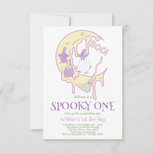 Ghost Spooky Ein 1. Halloween Einladung (Vorderseite)