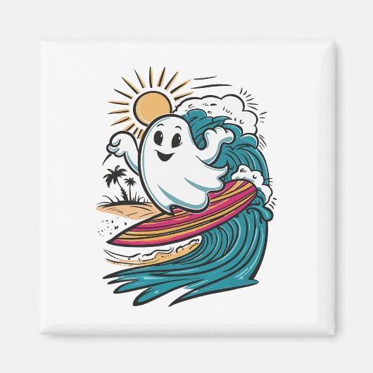 Ghost Surfing Surfbrett Magnet (Vorne)