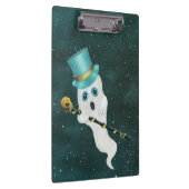 Ghost trägt Top Hut mit blauem Auge Schädelrohr Klemmbrett (Rechts)