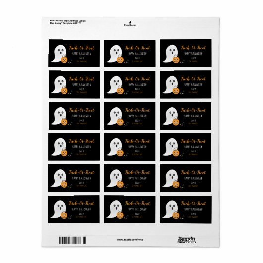Ghost Trick oder Behandlung Halloween Candy Pumpki Adressaufkleber (Vorne)