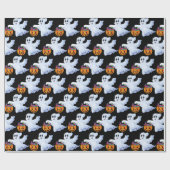 Ghost Trick oder Treat Halloween Orange Black Geschenkpapier (Flach)