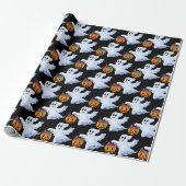 Ghost Trick oder Treat Halloween Orange Black Geschenkpapier (Ungerollt)