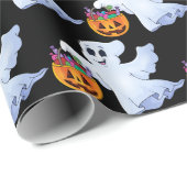 Ghost Trick oder Treat Halloween Orange Black Geschenkpapier (Rolleneckpunkt)