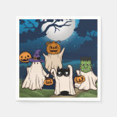 Ghost Trick-oder-Treaters Cocktail Napkins Serviette (Vorderseite)