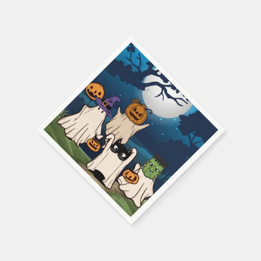 Ghost Trick-oder-Treaters Cocktail Napkins Serviette (Ecke)