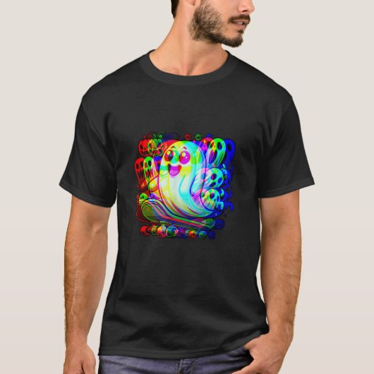 Ghost Trippy Vaporwave Halloween Techno Rave EDM M T-Shirt (Vorderseite)