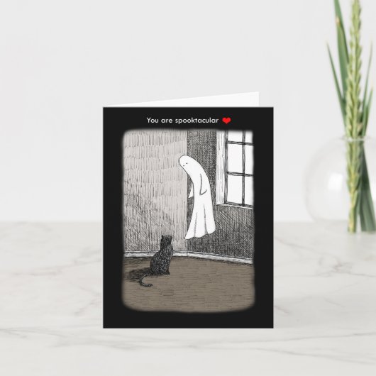 Ghost und Black Cat gruselig spitzige Gothic Art L Karte (Vorderseite)