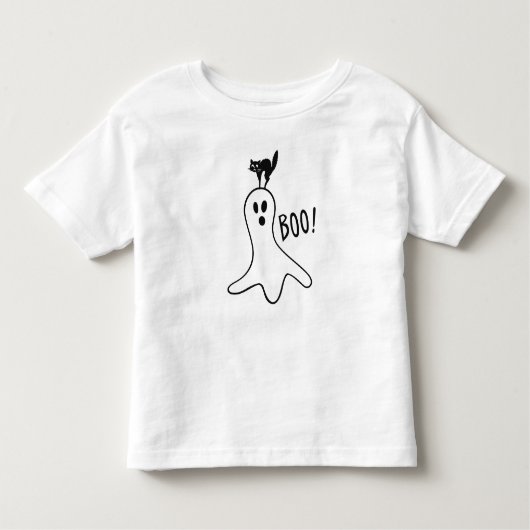 Ghost und Black Cat Halloween Niedlich Kleinkind T-shirt (Vorderseite)