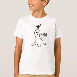 Ghost und Black Cat Halloween Niedlich T-Shirt