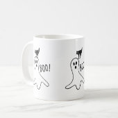 Ghost und Black Cat Halloween Spooky Niedlich Kaffeetasse (Vorderseite Links)