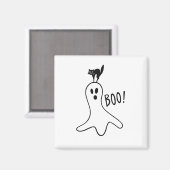 Ghost und Black Cat Halloween Spooky Niedlich Magnet (Vorderseite/Rückseite)