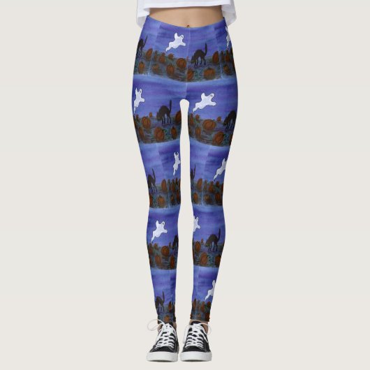 Ghost und Black Cat im Pumpkin Patch Leggings (Vorderseite)