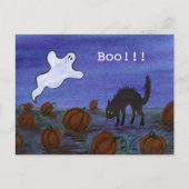 Ghost und Black Cat im Pumpkin Patch Postkarte (Vorderseite)