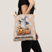 Ghost und Jack-O' Lanterns Light Orange Halloween Tasche (Von Nahem)
