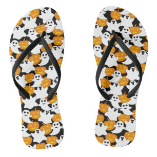 Ghost und Pumpkin Halloween-Muster Badesandalen