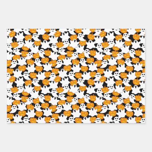 Ghost und Pumpkin Halloween-Muster Geschenkpapier Set (Vorderseite 3)