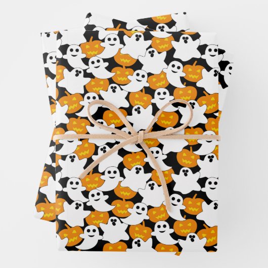 Ghost und Pumpkin Halloween-Muster Geschenkpapier Set (Beispiel)