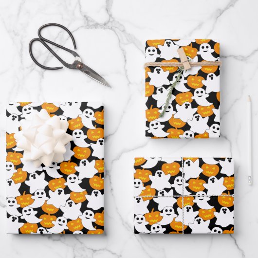 Ghost und Pumpkin Halloween-Muster Geschenkpapier Set (Vorderseite)