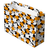 Ghost und Pumpkin Halloween-Muster Große Geschenktüte (Rückseite Schrägansicht)