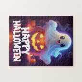 Ghost und Pumpkin Happy Halloween Puzzle (Horizontal)