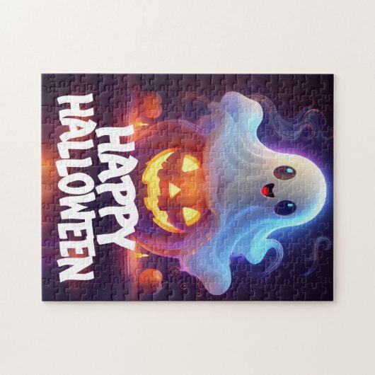 Ghost und Pumpkin Happy Halloween Puzzle (Horizontal)