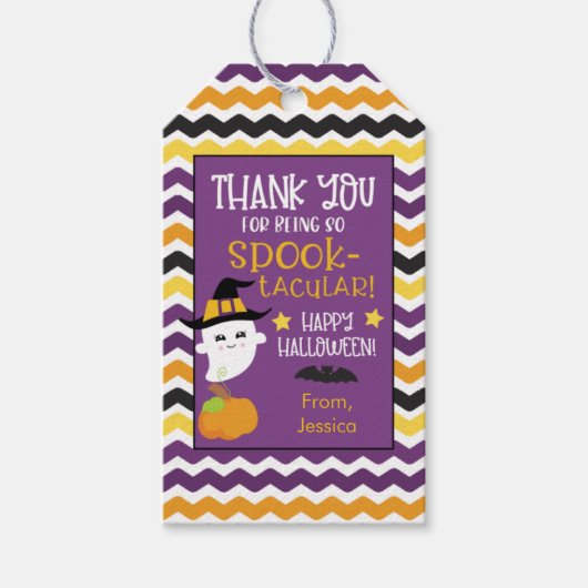 Ghost und Pumpkin Kids Halloween Geschenkanhänger (Vorderseite)