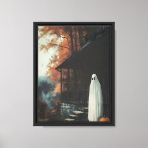 Ghost und Pumpkin Porch Szene Leinwanddruck