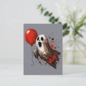 Ghost und Red Balloon Postkarte (Stehend Vorderseite)