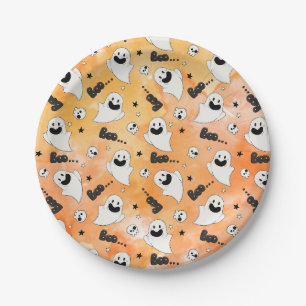 Ghost und Skulls Halloween Little Boo Baby Dusche Pappteller