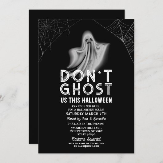 Ghost uns dieses Halloween nicht Einladung (Vorne/Hinten)