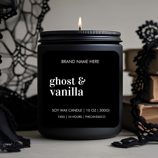 Ghost & Vanilla Candle | Benutzerdefiniert Schwarz Quadratischer Aufkleber