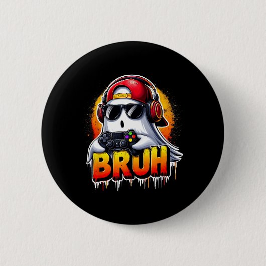 Ghost Video Game Bruh Halloween Gaming Controller Button (Vorderseite)