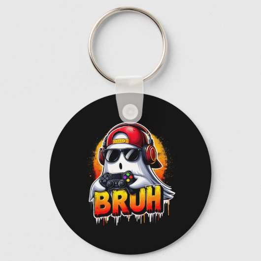 Ghost Video Game Bruh Halloween Gaming Controller Schlüsselanhänger (Vorderseite)