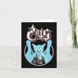 Ghost Vintag Halloween Meow Cat Friend Rock Ghost Karte