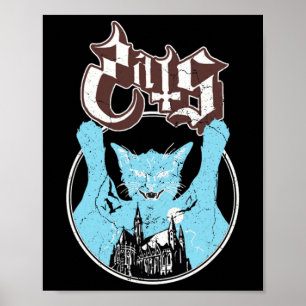 Ghost Vintag Halloween Meow Cat Friend Rock Ghost Poster