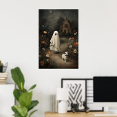 Ghost Walking Dog At Night – Gothic Fairy Tale Oil Poster (Heimbüro)