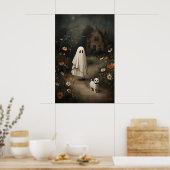 Ghost Walking Dog At Night – Gothic Fairy Tale Oil Poster (Küche)