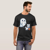 Ghost Walking Dog Funny Halloween Ghost Spooky T-Shirt (Vorne ganz)