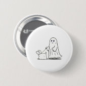 Ghost Walking Dog Ghostie Funny Halloween Hund Lie Button (Vorne & Hinten)