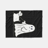 Ghost Walking Dog Ghostie Funny Halloween Hund Lie Fleecedecke (Vorderseite (Horizontal))