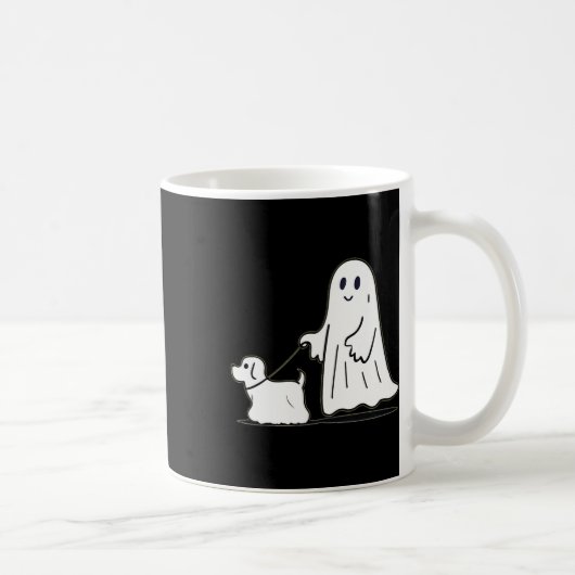 Ghost Walking Dog Ghostie Funny Halloween Hund Lie Kaffeetasse (Rechts)